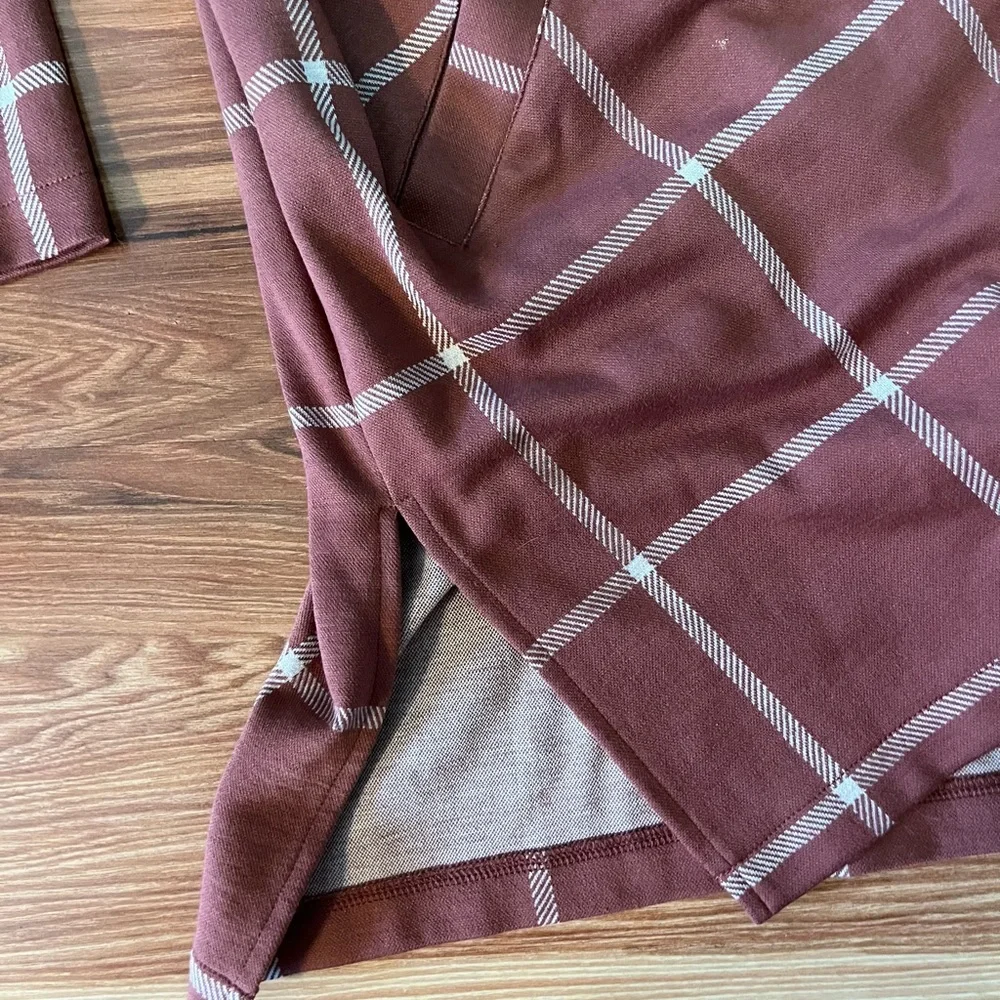 Women's Mauve Long Checkered Blazer - Picture 4 of 4